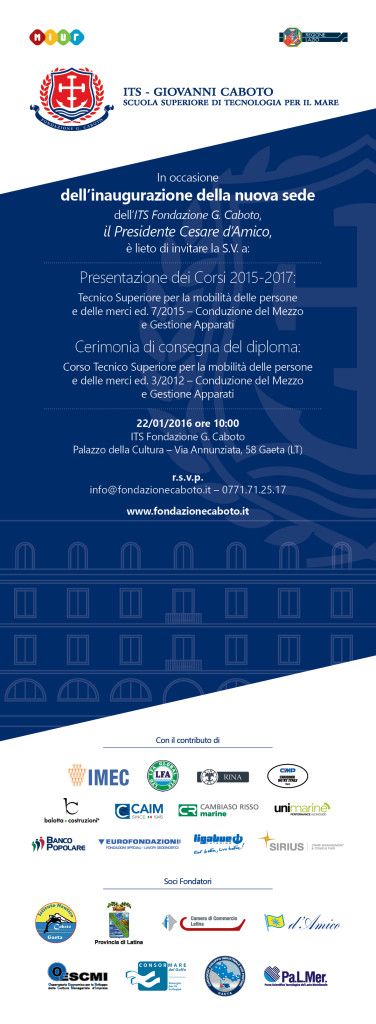 ITS Fondazione Caboto -  Venerdì 22 Gennaio 2016 alle ore 10.00 - Gaeta